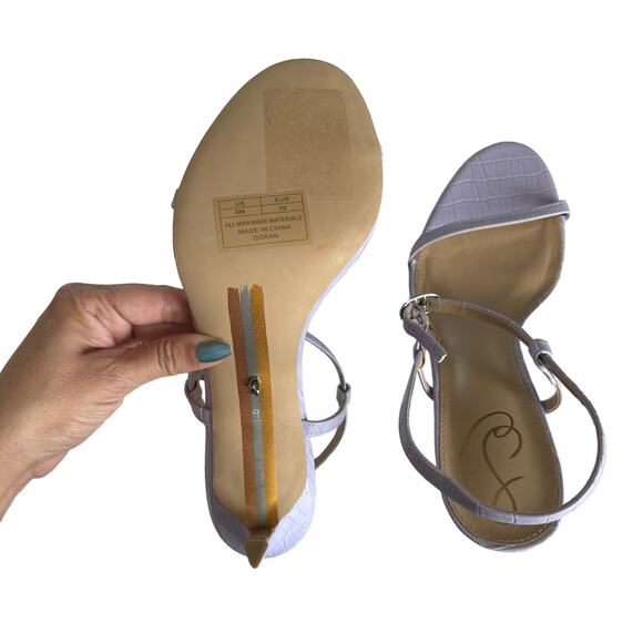 Sam Edelman Doran Misty Lilac Crocodile Strappy Heel Stiletto Sandal Size 9 - Picture 5 of 8